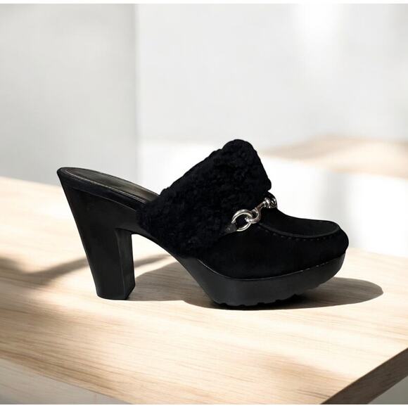 Y2K Coach A3611 Idyle Suede & Shearling Mules Size 9.5B - Picture 3 of 12